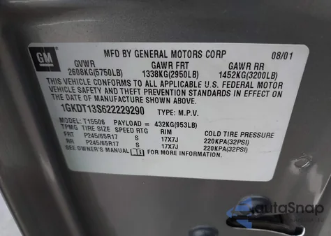 2002 GMC Envoy Slt z USA, uszkodzony, nr VIN 1GKDT13S622229290